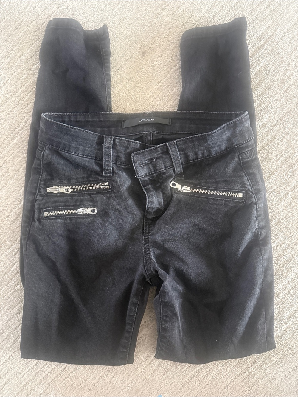 Joe's Jeans Black Skinny Pants with Silver Zip Accents